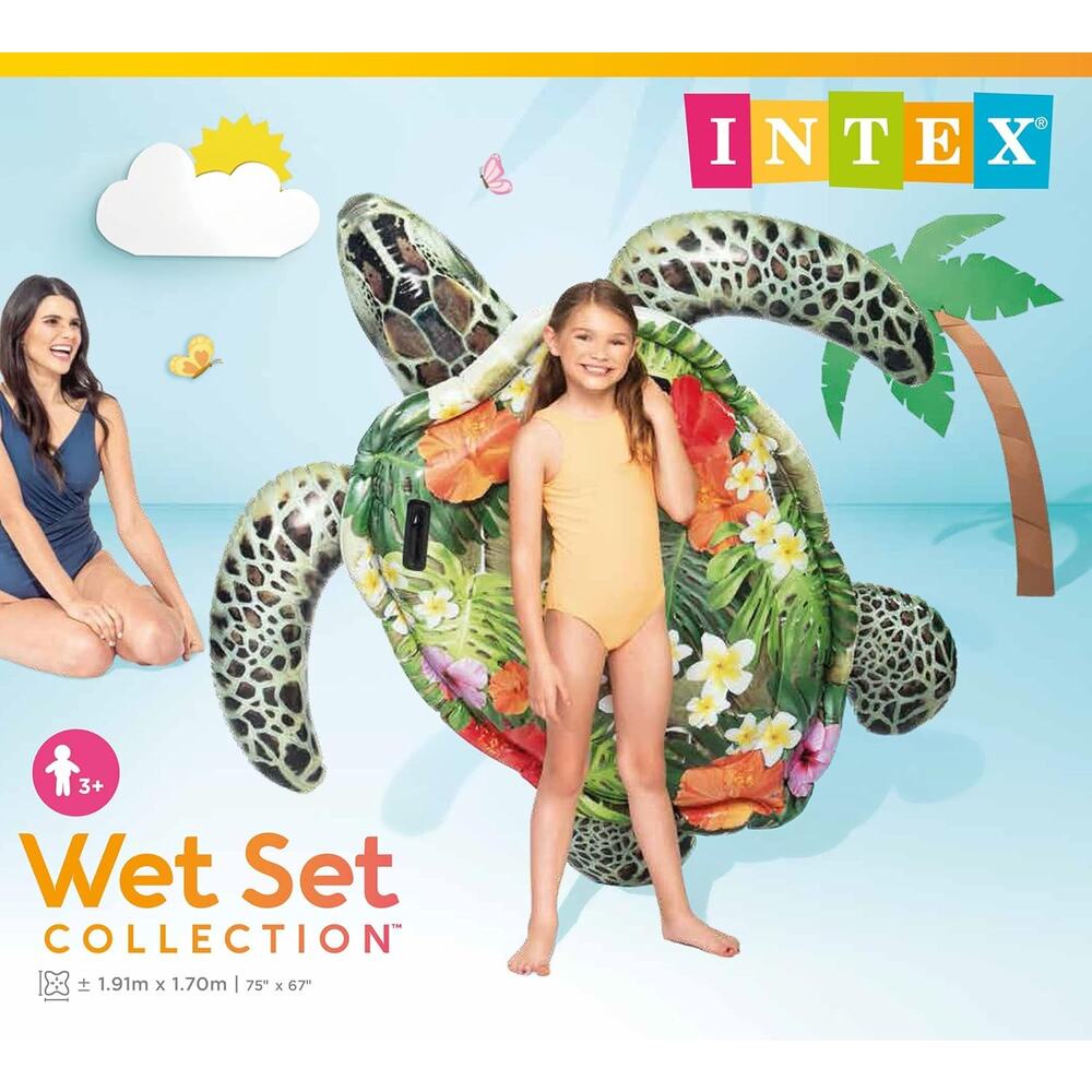 INTEX Inflatable Pool Float Realistic Sea Turtle Ride-On 75 in x 67 Giant Float